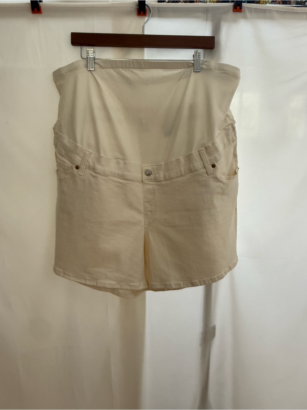 Women's White Maternity Shorts